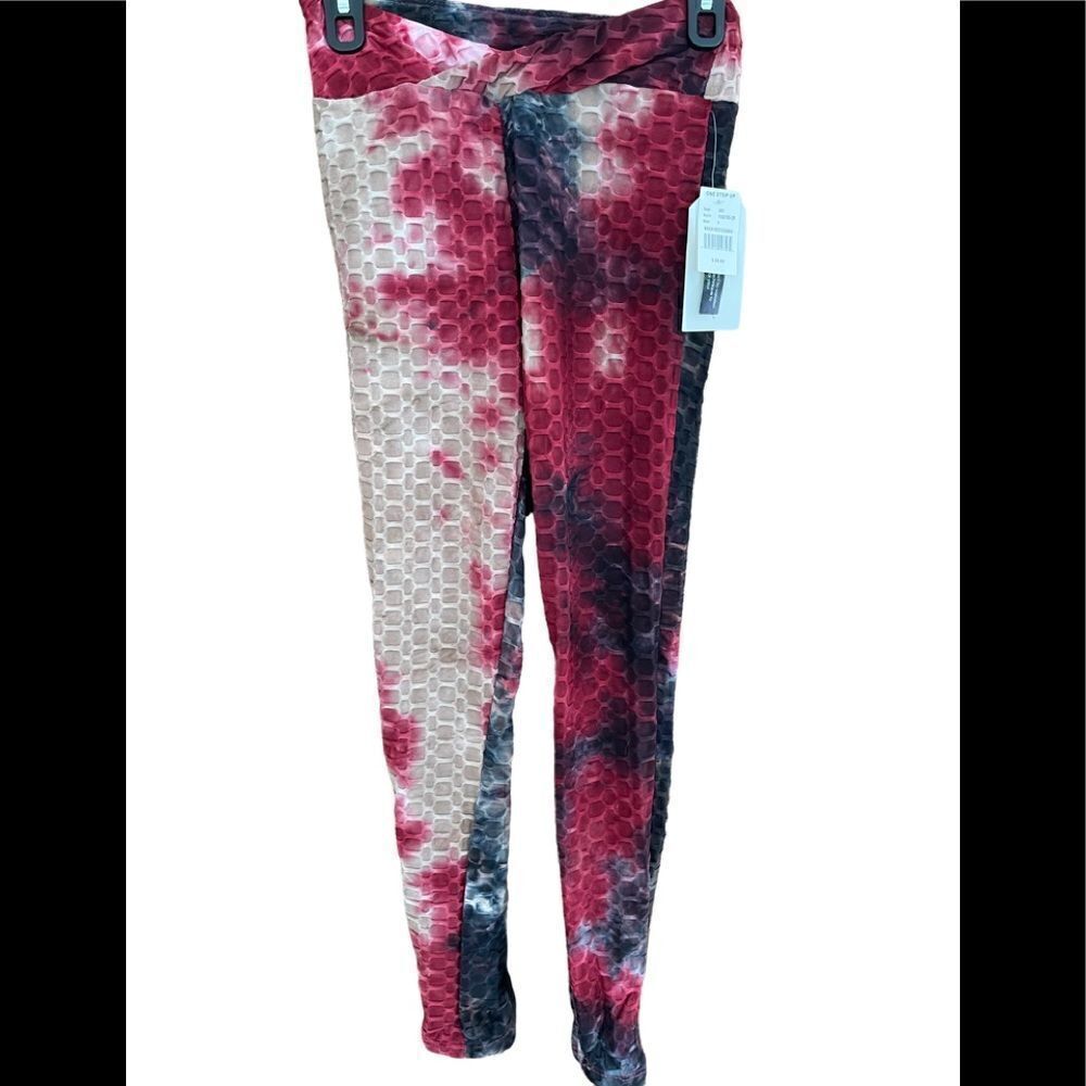 NEW with tags Eye Candy Waffle pattern polyester spandex blend tie dye leggings